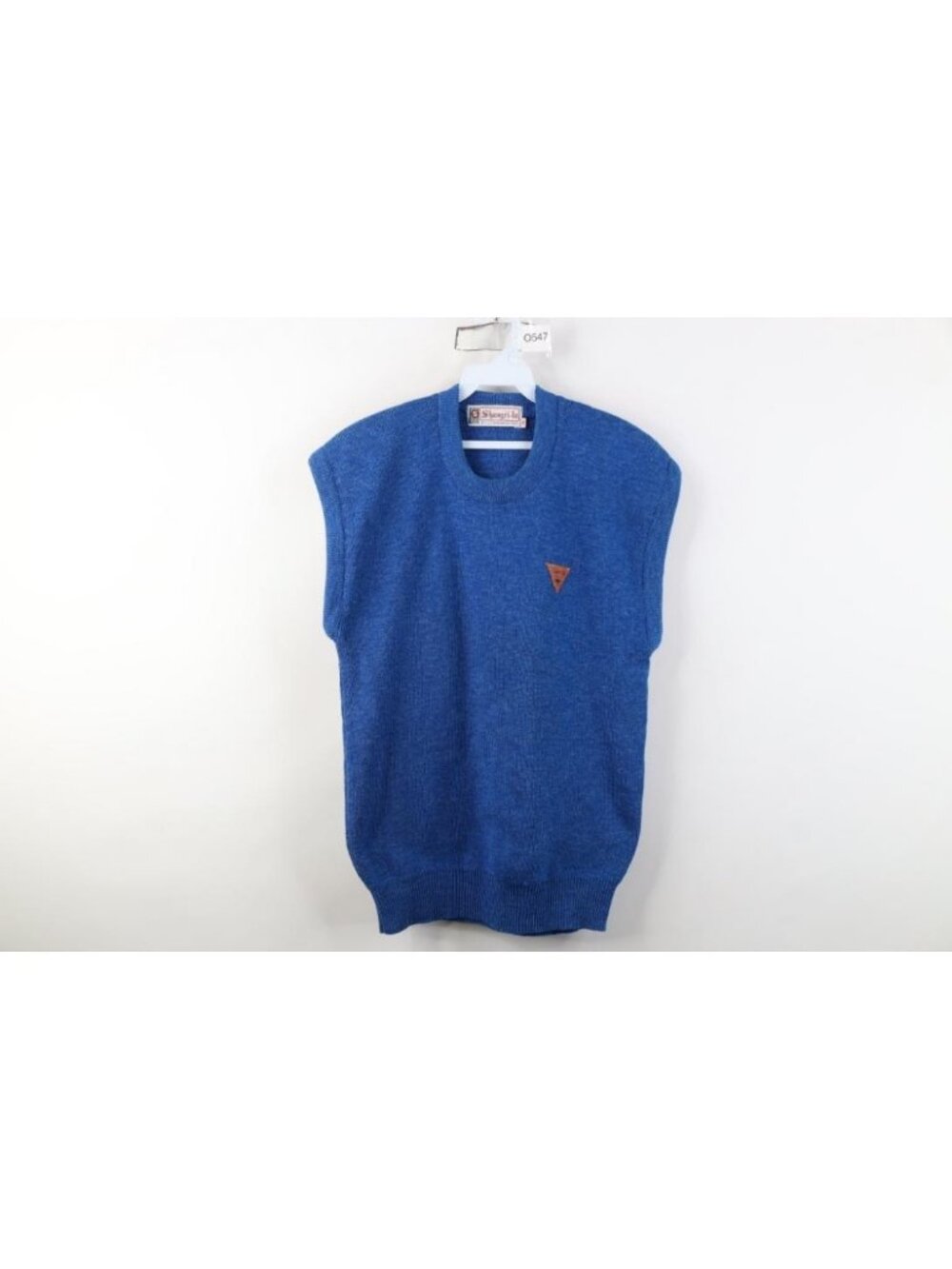 Vintage 90s Streetwear Mens 38 Wool Blend Tight Ribbed Knit Sweater Vest Blue